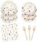 96 Pcs Floral Party Decorations, Boho Wildflower Themed Baby Shower Tea Garden Tableware Set(Boho Floral)